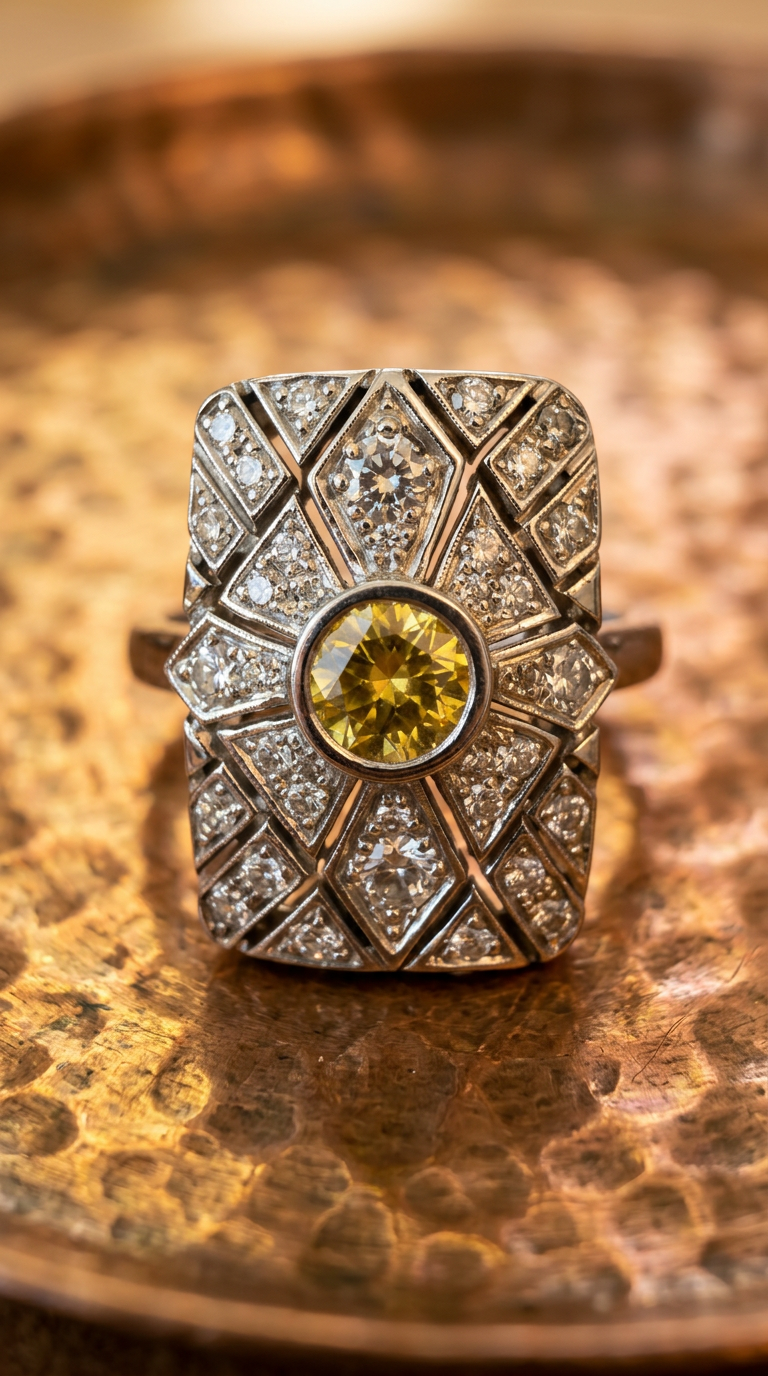 Bague « Soleil sur Glace » — Détail macro