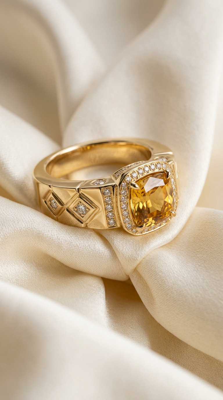 Bague « Solstice d'Or » — Vue trois-quarts