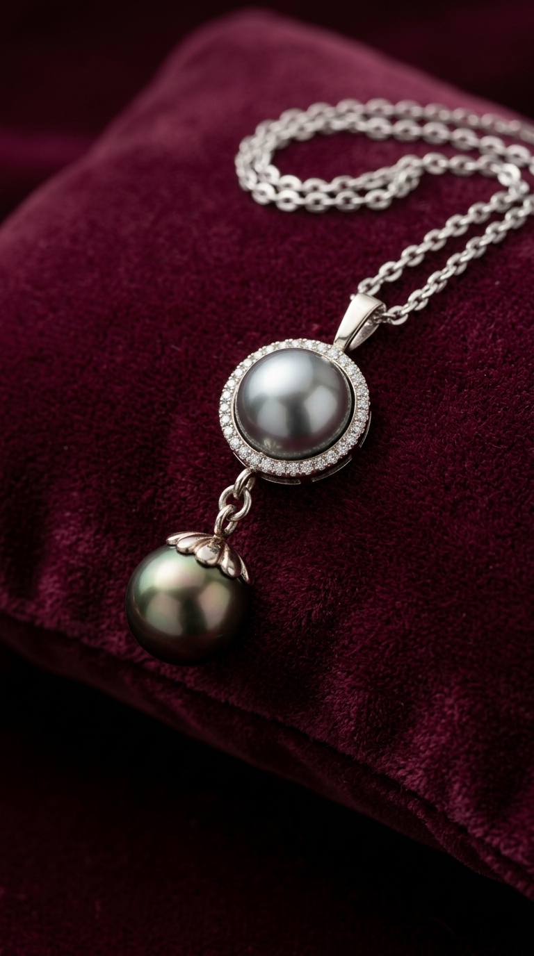 Collier « Duo de Perles » — Halo diamants